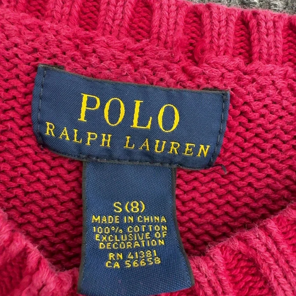 Polo Ralph Lauren Sweater Boys S Red Cotton Striped Crew Neck Preppy